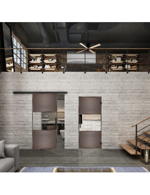 Glasschiebetür BLACK-LINE Loft Rosteisen | Glastuershop24