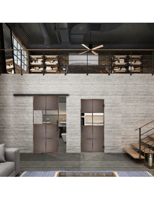 Glasschiebetür BLACK-LINE Loft Rosteisen | Glastuershop24