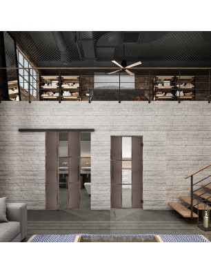 Glasschiebetür BLACK-LINE Loft Rosteisen | Glastuershop24