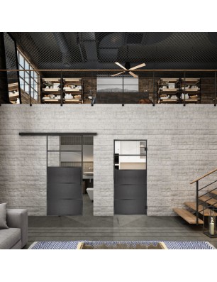 Glasschiebetür BLACK-LINE Loft Schwarzeisen | Glastuershop24
