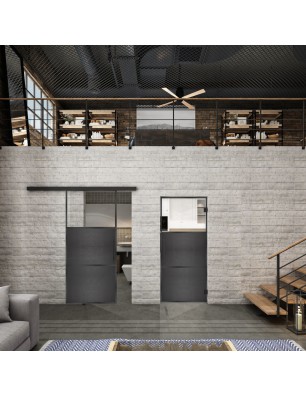 Glasschiebetür BLACK-LINE Loft Schwarzeisen | Glastuershop24