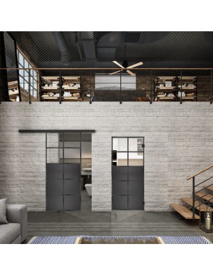 Glasschiebetür BLACK-LINE Loft Schwarzeisen | Glastuershop24