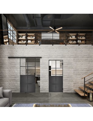 Glasschiebetür BLACK-LINE Loft Schwarzeisen | Glastuershop24