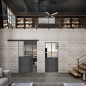 Glasschiebetür BLACK-LINE Loft Schwarzeisen Genietet 20 Auf Klarglas Glasschiebetür BLACK-LINE Loft Schwarzeisen Genietet 20 Auf Klarglas