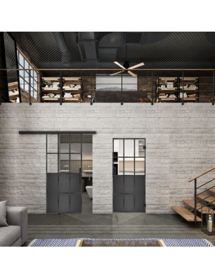 Glasschiebetür BLACK-LINE Loft Schwarzeisen | Glastuershop24