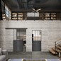 Glasschiebetür BLACK-LINE Loft Schwarzeisen Genietet 24 Auf Klarglas Glasschiebetür BLACK-LINE Loft Schwarzeisen Genietet 24 Auf Klarglas