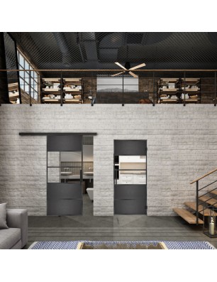 Glasschiebetür BLACK-LINE Loft Schwarzeisen | Glastuershop24