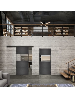 Glasschiebetür BLACK-LINE Loft Schwarzeisen | Glastuershop24