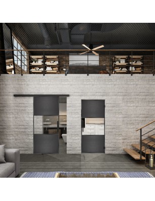 Glasschiebetür BLACK-LINE Loft Schwarzeisen | Glastuershop24