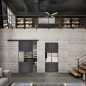 Glasschiebetür BLACK-LINE Loft Schwarzeisen Genietet 30 Auf Klarglas