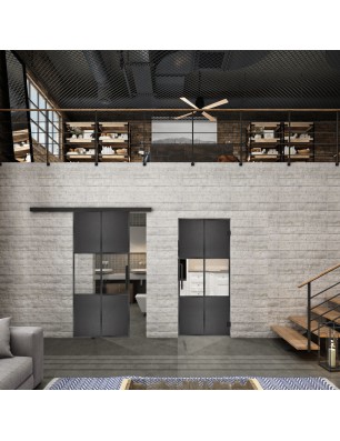 Glasschiebetür BLACK-LINE Loft Schwarzeisen | Glastuershop24