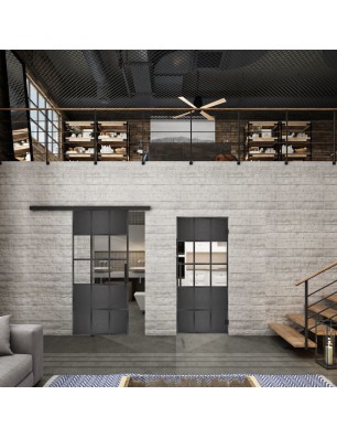 Glasschiebetür BLACK-LINE Loft Schwarzeisen | Glastuershop24