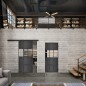 Glasschiebetür BLACK-LINE Loft Schwarzeisen Genietet 32 Auf Klarglas