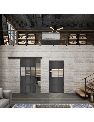 Glasschiebetür BLACK-LINE Loft Schwarzeisen | Glastuershop24