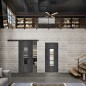 Glasschiebetür BLACK-LINE Loft Schwarzeisen Genietet 34 Auf Klarglas