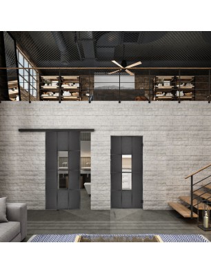 Glasschiebetür BLACK-LINE Loft Schwarzeisen | Glastuershop24