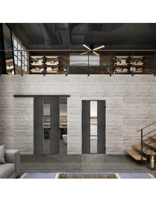 Glasschiebetür BLACK-LINE Loft Schwarzeisen | Glastuershop24