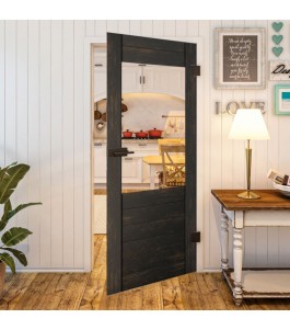 Ganzglastür Country Schwarz gebeizt Modell 12 | Glastuershop24