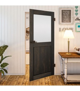 Ganzglastür Country Schwarz gebeizt Modell 23 | Glastuershop24