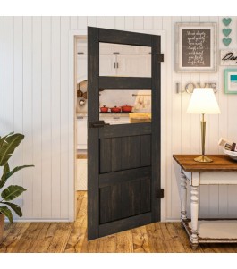 Ganzglastür Country Schwarz gebeizt Modell 33 | Glastuershop24