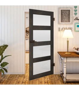 Ganzglastür Country Schwarz gebeizt Modell 35 | Glastuershop24