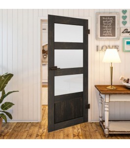 Ganzglastür Country Schwarz gebeizt Modell 36 | Glastuershop24