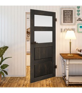 Ganzglastür Country Schwarz gebeizt Modell 37 | Glastuershop24