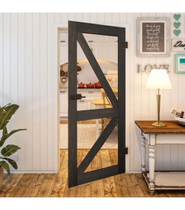 Ganzglastür Country Schwarz gebeizt Modell 41 | Glastuershop24