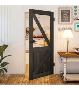 Ganzglastür Country Schwarz gebeizt Modell 42 | Glastuershop24