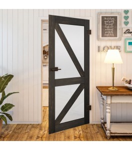 Ganzglastür Country Schwarz gebeizt Modell 43 | Glastuershop24