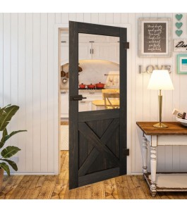 Ganzglastür Country Schwarz gebeizt Modell 52 | Glastuershop24