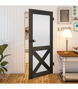 Ganzglastür Country Schwarz gebeizt Modell 53 | Glastuershop24