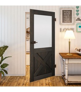 Ganzglastür Country Schwarz gebeizt Modell 54 | Glastuershop24