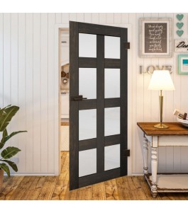 Ganzglastür Country Schwarz gebeizt Modell 64 | Glastuershop24