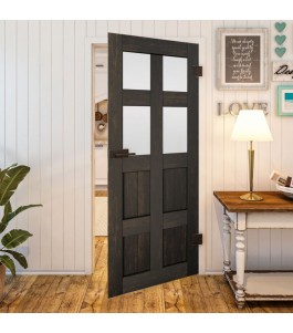 Ganzglastür Country Schwarz gebeizt Modell 65 | Glastuershop24