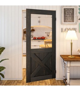 Pendeltür - Country Schwarz gebeizt Modell 52 | Glastuershop24