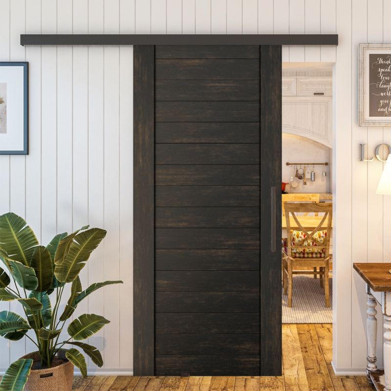 Glasschiebetür BLACK-LINE - Country Schwarz gebeizt Modell 10