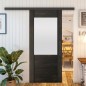 Glasschiebetür BLACK-LINE - Country Schwarz gebeizt Modell 14 Glasschiebetür BLACK-LINE - Country Schwarz gebeizt Modell 14