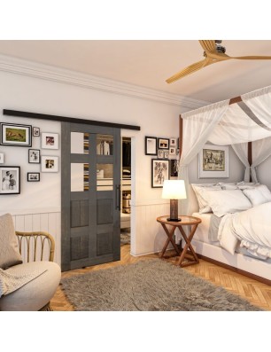 Glasschiebetür BLACK-LINE - Country Schwarz | Glastuershop24