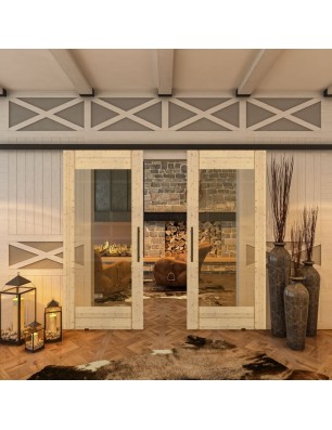 Glasschiebetür BLACK-LINE - Country Astkiefer | Glastuershop24
