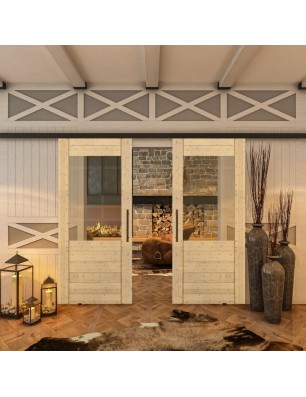 Glasschiebetür BLACK-LINE - Country Astkiefer | Glastuershop24