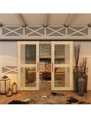 Glasschiebetür BLACK-LINE - Country Astkiefer | Glastuershop24