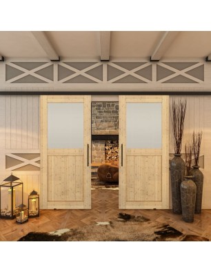 Glasschiebetür BLACK-LINE - Country Astkiefer | Glastuershop24