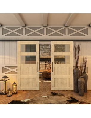 Glasschiebetür BLACK-LINE - Country Astkiefer | Glastuershop24