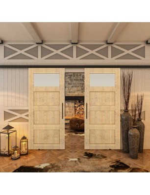 Glasschiebetür BLACK-LINE - Country Astkiefer | Glastuershop24