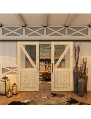 Glasschiebetür BLACK-LINE - Country Astkiefer | Glastuershop24