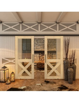 Glasschiebetür BLACK-LINE - Country Astkiefer | Glastuershop24