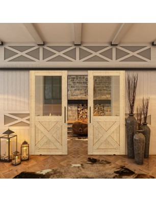 Glasschiebetür BLACK-LINE - Country Astkiefer | Glastuershop24