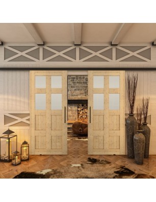 Glasschiebetür BLACK-LINE - Country Astkiefer | Glastuershop24