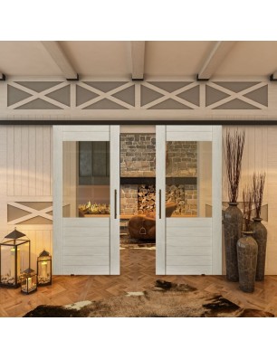 Glasschiebetür BLACK-LINE - Country Weiss | Glastuershop24